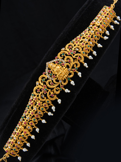 Alankruthi Gold-Plated Pink & Green CZ & Stone-Studded Beaded Lakshmi Kamarband
Alankruthi Gold-Plated Pink & Green CZ & Stone-Studded Beaded Lakshmi Kamarband