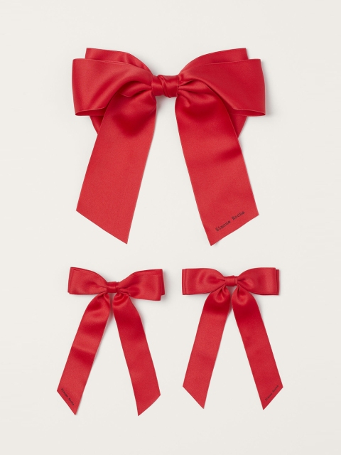 H&M Women Pack of 3 Bow Hair Slides, Red
