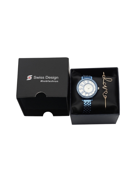 Swiss Design Women Blue & Gold-Toned Watch & Bracelet Gift Set SDWGift Set-43
Swiss Design Women Blue & Gold-Toned Watch & Bracelet Gift Set SDWGift Set-43