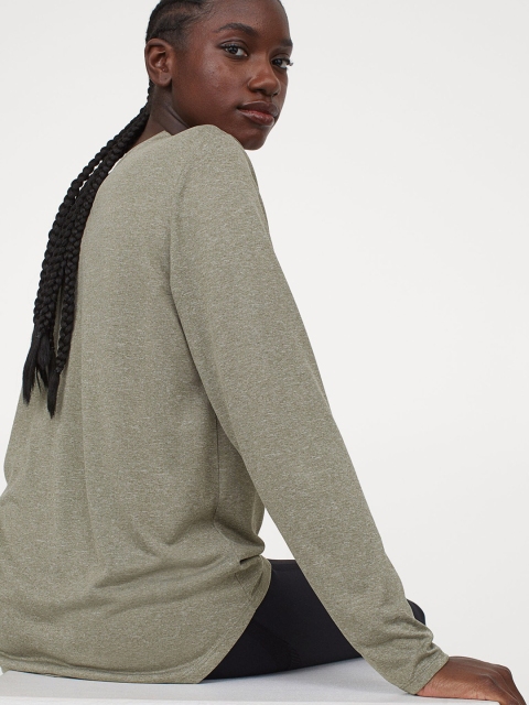 H&M Women Olive Green Sports Sustainable Top