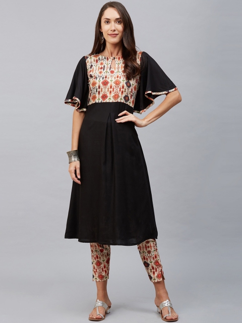 SANISA Women Black Ethnic Motifs Yoke Design Keyhole Neck Flared Sleeves Thread Work Kurta
SANISA Women Black Ethnic Motifs Yoke Design Keyhole Neck Flared Sleeves Thread Work Kurta