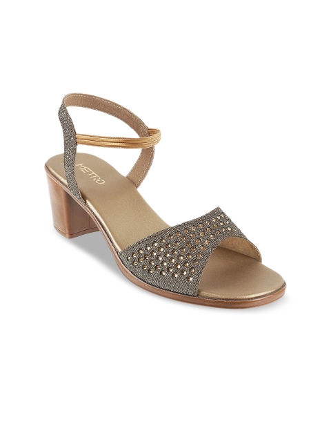 Metro Women Gold-Toned Embellished Sandals