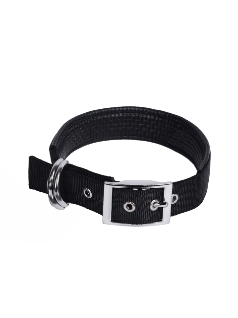 PETS EMPIRE Black Self Design Padded Dog Collar