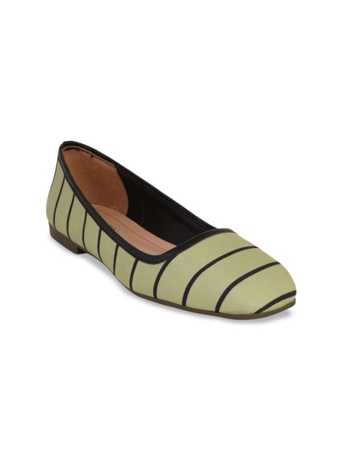 SCENTRA Women Green & Black Striped Comfort Pumps