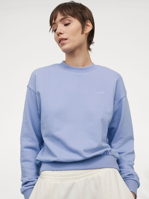 H&M Women Blue Solid Sweatshirt