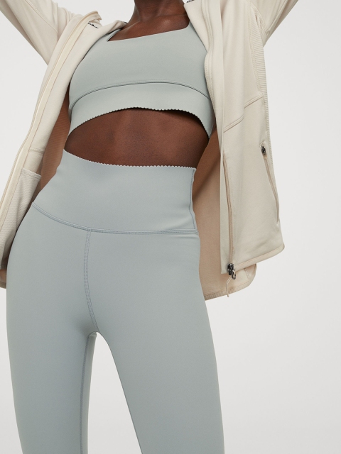 H&M Women Grey Solid High Waist Shaping Tights