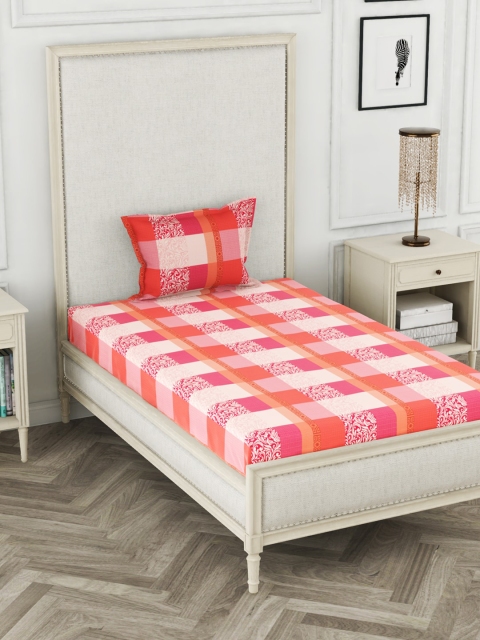 BIANCA Coral Pink & Orange Geometric 110 TC Cotton 1 Single Bedsheet with 1 Pillow Cover
BIANCA Coral Pink & Orange Geometric 110 TC Cotton 1 Single Bedsheet with 1 Pillow Cover