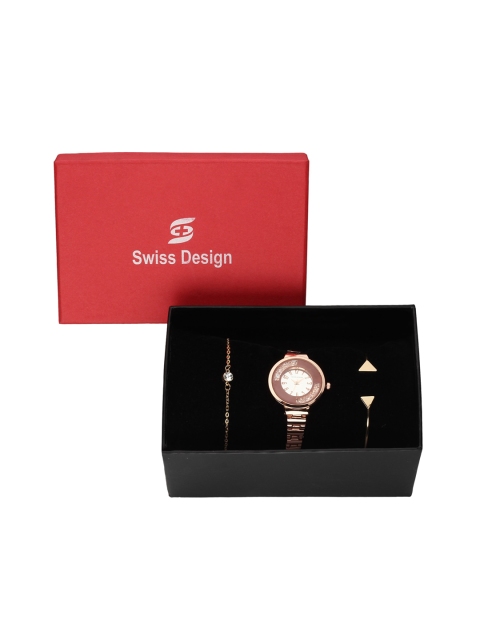 Swiss Design Women Rose Gold-Toned & White Watch & Jewellery Gift Set SDWGift Set-91
Swiss Design Women Rose Gold-Toned & White Watch & Jewellery Gift Set SDWGift Set-91