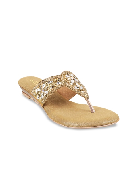 Metro Women Gold-Toned Embellished Sandals