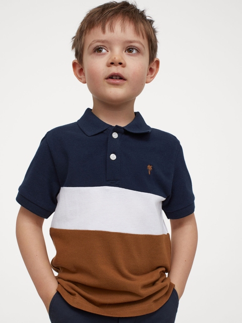 H&M Boys Multicoloured Cotton Piqu Polo Shirt, Multi