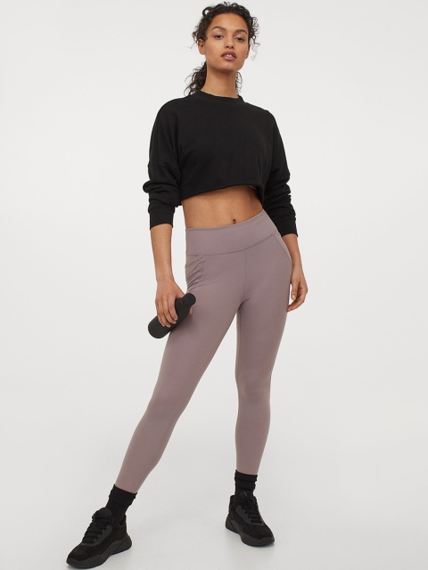 H&M Women Purple High Waist Sports Tights