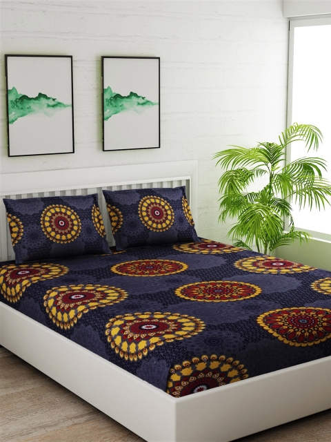 Salona Bichona Blue & Yellow Ethnic Motifs 120 TC Cotton 1 King Bedsheet with 2 Pillow Covers
Salona Bichona Blue & Yellow Ethnic Motifs 120 TC Cotton 1 King Bedsheet with 2 Pillow Covers