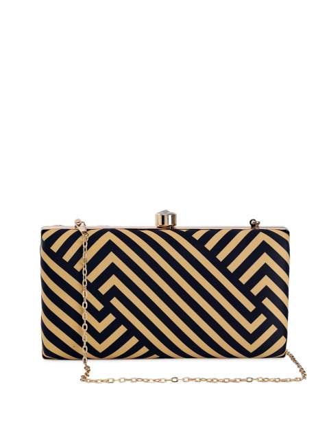 TRINK Black & Khaki Printed Box Clutch