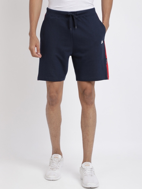 MASH UNLIMITED Men Navy Blue Solid Regular Fit Sports Shorts