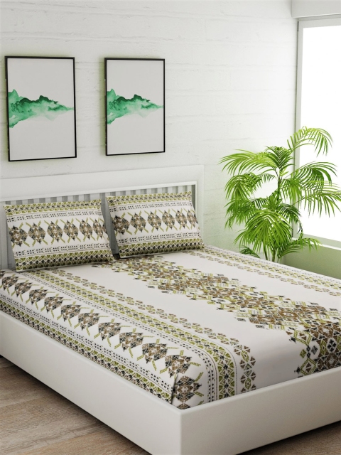 Salona Bichona White & Olive Green Ethnic Motifs 144 TC Cotton 1 King Bedsheet with 2 Pillow Covers
Salona Bichona White & Olive Green Ethnic Motifs 144 TC Cotton 1 King Bedsheet with 2 Pillow Covers