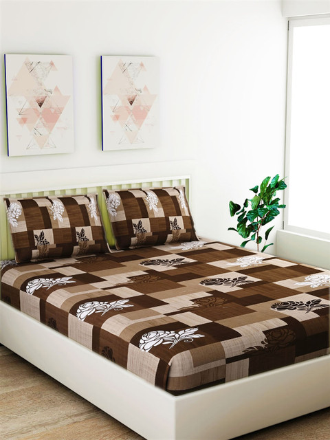 Salona Bichona Brown & Beige Geometric 120 TC Cotton 1 King Bedsheet with 2 Pillow Covers
Salona Bichona Brown & Beige Geometric 120 TC Cotton 1 King Bedsheet with 2 Pillow Covers