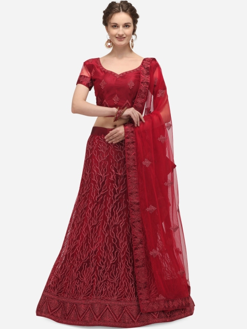 Netram Maroon Semi-Stitched Lehenga & Blouse with Dupatta