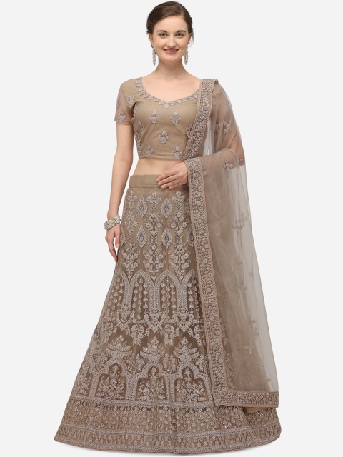 Netram Beige Unstitched Lehenga & Blouse with Dupatta