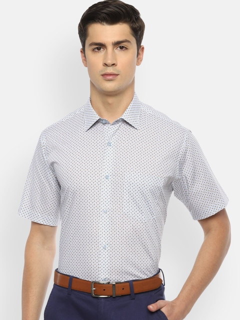 Van Heusen Men White Regular Fit Printed Casual Shirt