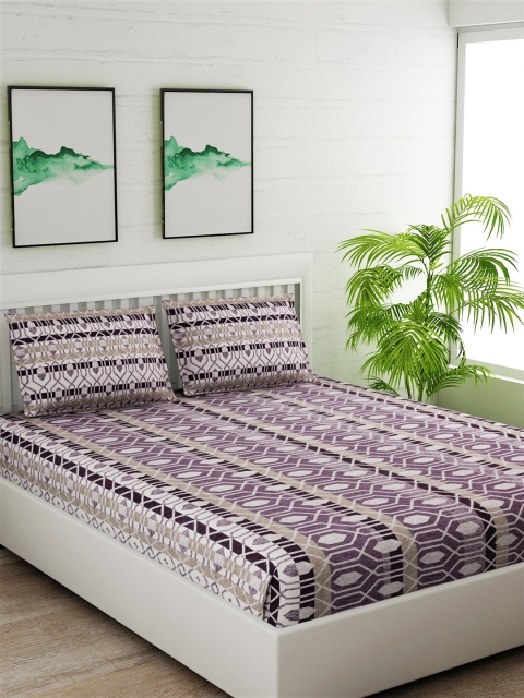 Salona Bichona Purple & Black Geometric 144 TC Cotton 1 King Bedsheet with 2 Pillow Covers
Salona Bichona Purple & Black Geometric 144 TC Cotton 1 King Bedsheet with 2 Pillow Covers