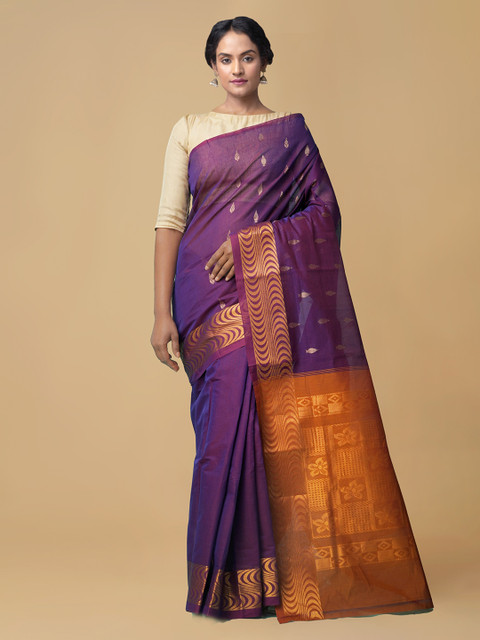 Unnati Silks Purple Pure Cotton Woven Design Venkatgiri Saree 
Unnati Silks Purple Pure Cotton Woven Design Venkatgiri Saree