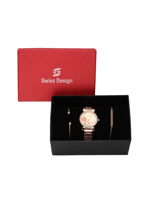 Swiss Design Women Rose Gold-Toned Watch Gift Set SDWGift Set-85