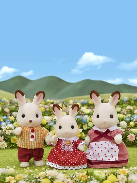 Sylvian Families Kids Beige & Red Chocolate Rabbit Family Soft Toy
