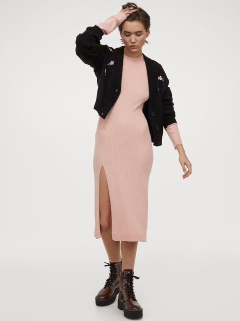 H&M Women Pink Slit-front Dress