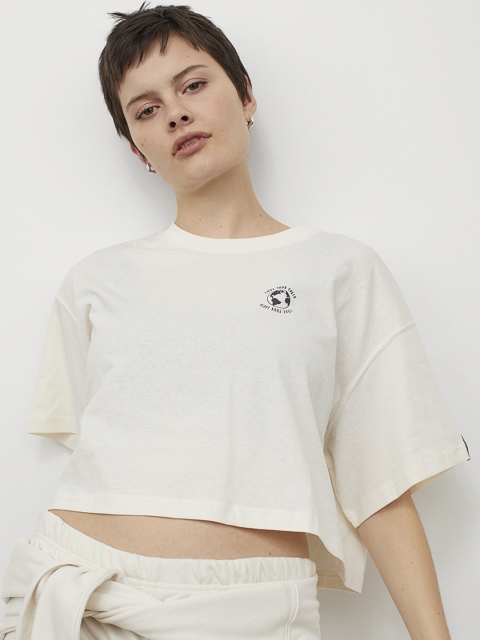H&M White Wide Jersey Top