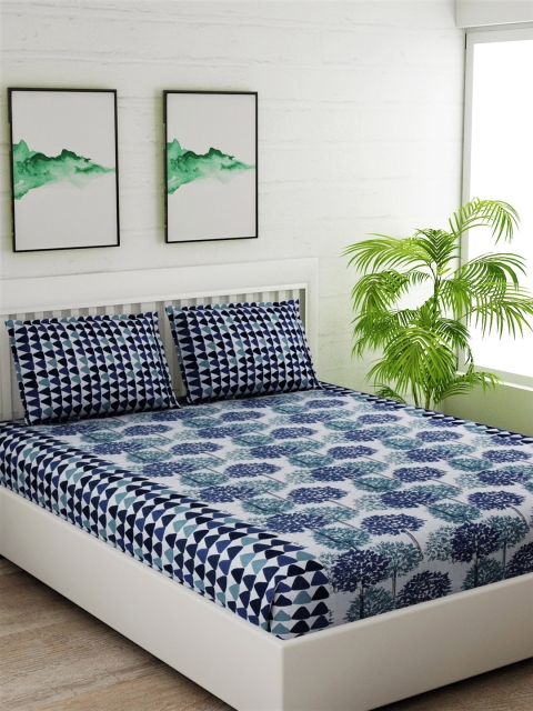 Salona Bichona Blue & White Conversational 144 TC Cotton 1 King Bedsheet with 2 Pillow Covers
Salona Bichona Blue & White Conversational 144 TC Cotton 1 King Bedsheet with 2 Pillow Covers