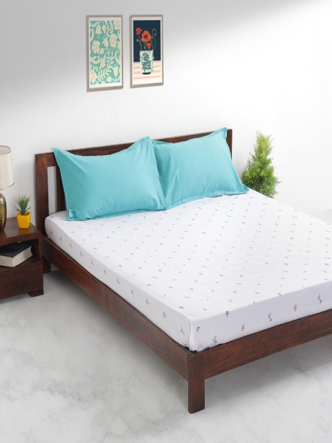 Chumbak White & Blue Conversational 144 TC Cotton 1 Queen Bedsheet with 2 Pillow Covers
Chumbak White & Blue Conversational 144 TC Cotton 1 Queen Bedsheet with 2 Pillow Covers