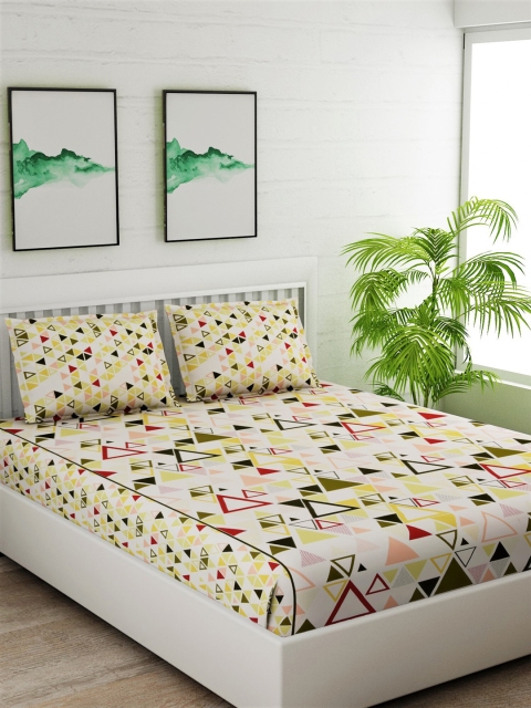 Salona Bichona Yellow & White Geometric 144 TC Cotton 1 King Bedsheet with 2 Pillow Covers
Salona Bichona Yellow & White Geometric 144 TC Cotton 1 King Bedsheet with 2 Pillow Covers