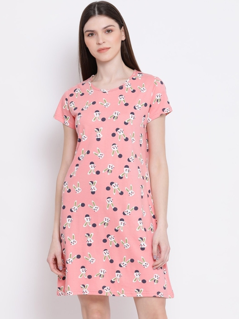Kanvin Pink & Purple Printed Nightdress