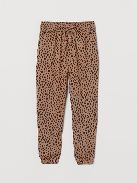 H&M Girls Beige Printed Woven Joggers