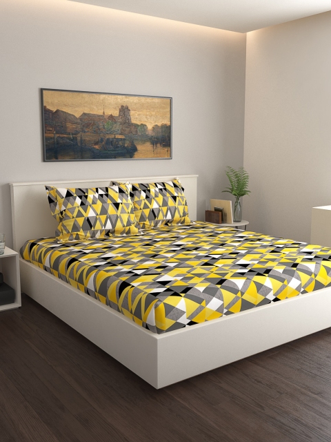 GRES HOME Yellow & Grey Geometric 120 TC Cotton 1 Queen Bedsheet with 2 Pillow Covers
GRES HOME Yellow & Grey Geometric 120 TC Cotton 1 Queen Bedsheet with 2 Pillow Covers