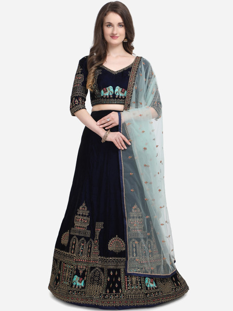 RIYA Navy Blue & Sea Green Embroidered Semi-Stitched Lehenga & Unstitched Blouse with Dupatta
RIYA Navy Blue & Sea Green Embroidered Semi-Stitched Lehenga & Unstitched Blouse with Dupatta