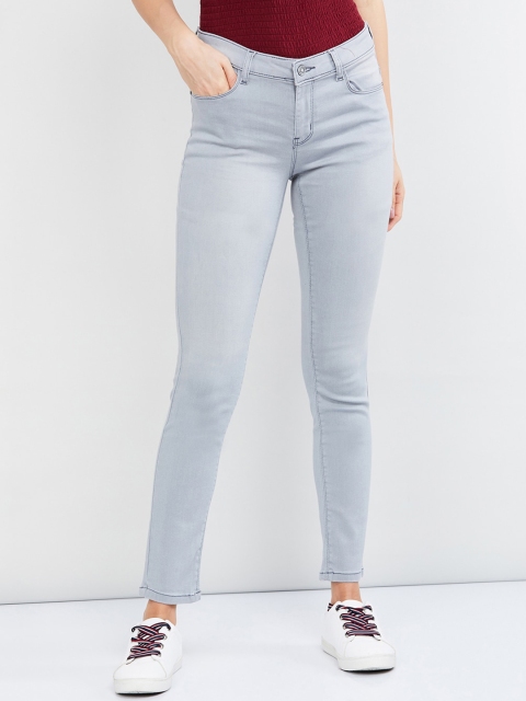 max Women Grey Slim Fit Mid-Rise Clean Look Stretchable Jeans