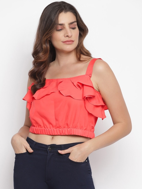 Capybara Women Peach Coloured Blouson Solid Top