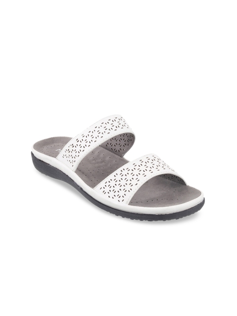 Metro Women White Solid Open Toe Flats