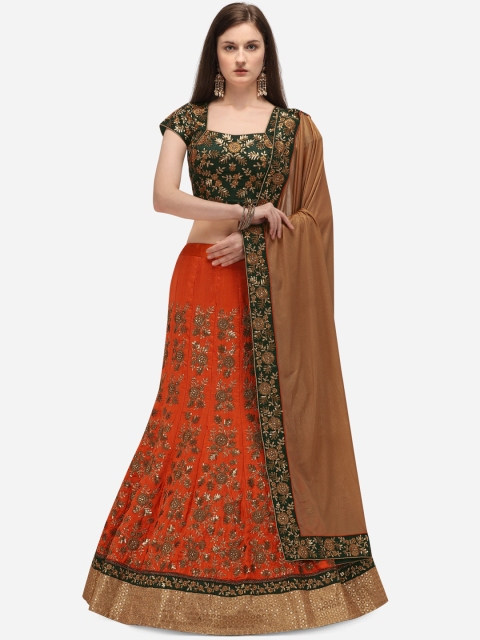 NAKKASHI Orange & Green Embroidered Semi-Stitched Lehenga & Unstitched Blouse with Dupatta
NAKKASHI Orange & Green Embroidered Semi-Stitched Lehenga & Unstitched Blouse with Dupatta