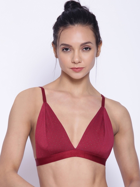 EROTISSCH Maroon Solid Non-Wired Non Padded Bralette Bra