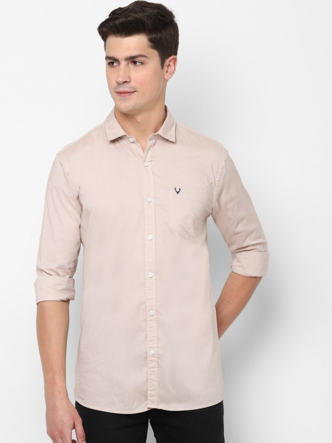 Solly Jeans Co. Men Beige Regular Fit Solid Cotton Casual Shirt