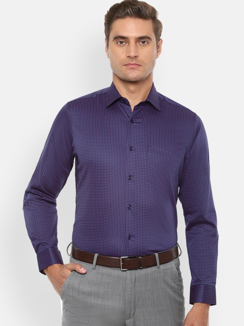 Van Heusen Men Blue Regular Fit Striped Casual Shirt