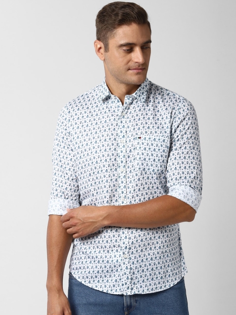 Peter England Casuals Men White Slim Fit Printed Casual Shirt