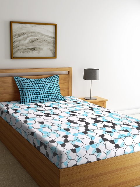 BOMBAY DYEING White & Turquoise Blue Abstract 104 TC Cotton 1 Single Bedsheet with 1 Pillow Covers
BOMBAY DYEING White & Turquoise Blue Abstract 104 TC Cotton 1 Single Bedsheet with 1 Pillow Covers