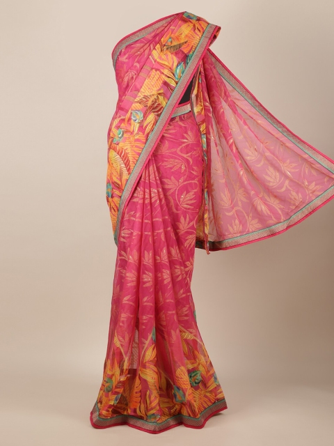 Pothys Rose Woven Design Poly Chiffon Saree