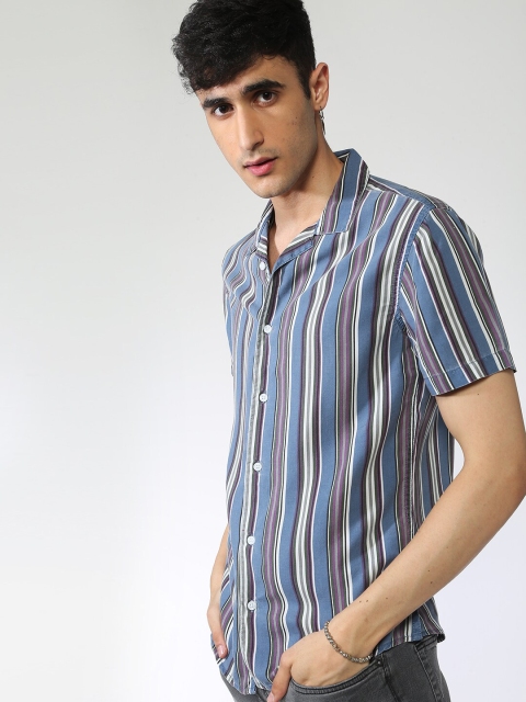 Blue Saint Men Multicoloured Slim Fit Striped Casual Shirt, Multi