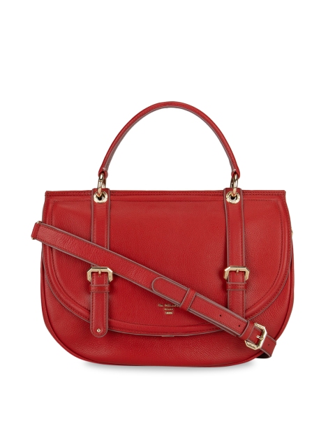 Da Milano Red Solid Leather Handheld Bag
