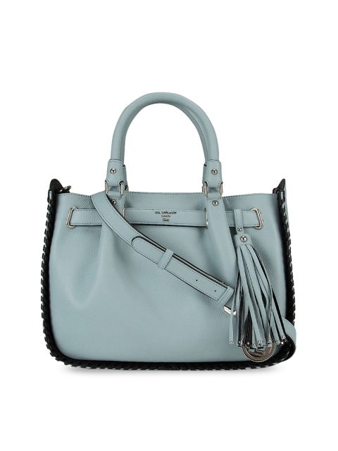 Da Milano Blue Solid Leather Handheld Bag
