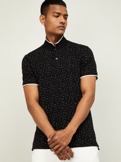 Fame Forever by Lifestyle Men Black Printed Mandarin Collar T-shirt